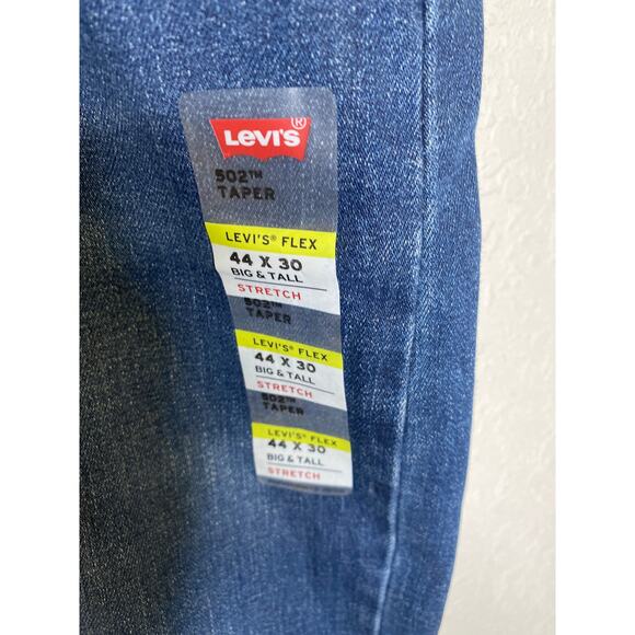 Levi’s 502 Tapered Leg Dark Blue Men’s Denim Jeans NWT 44 x 30 Big Tall Stretch - Picture 2 of 16